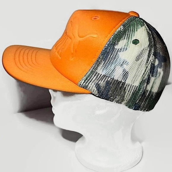 Puma Flexfit | Camo Hunter Orange Trucker Baseball Cap | Size S/M - Picture 2 of 9